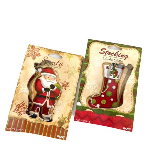 2 pcs Christmas Stocking And Santa Cookie Cutter - Holiday Cookie Cutter