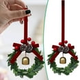 thumbnail image 1 of 2 pcs Christmas Wreath Ornaments with Bells & Pine Cones - Velvet Ribbon Bow Artificial Wreath for Window, Chair, Front Door Holiday Decor, 1 of 8