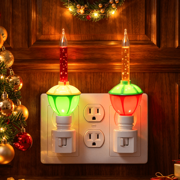 2 pcs Christmas decoration lights, retro bubble lights, traditional multi-color bubble liquid lights, Christmas bubble night lights tucked into wall for Thanksgiving, Christmas decoration, home bedro