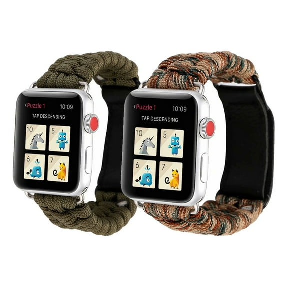 2 pcs Compatible with Apple Watch Band Ultra 2 Series 9 8 7 6 5 4 3 2 1 SE , Rugged Survival Paracord Nylon Strap Braided Sport Loop for Watch Bands 49mm 45mm 44mm 42mm