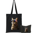 2 pcs Cute cat Print Canvas Tote Bag Travel Work Lightweight Shoulder