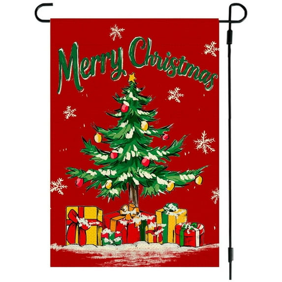 2 pcs Double Sided Garden flag, 11.8 x 17.7 Inch Outdoor Christmas Welcome Decor for Garden and Yard