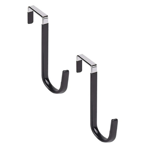 2 pcs!! DreamyJuly Over the Door Hooks Hangers Hooks with Rubber Scratches Heavy Duty Organizer For Living Room Bathroom Bedroom Kitchen Hanging Clothes Towels Hats Coats Bags White, Black