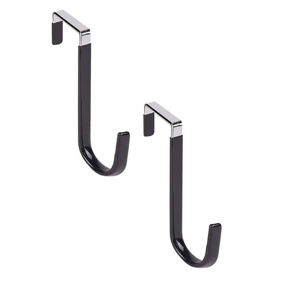 2 pcs!! DreamyJuly Over the Door Hooks Hangers Hooks with Rubber Scratches Heavy Duty Organizer For Living Room Bathroom Bedroom Kitchen Hanging Clothes Towels Hats Coats Bags White, Black