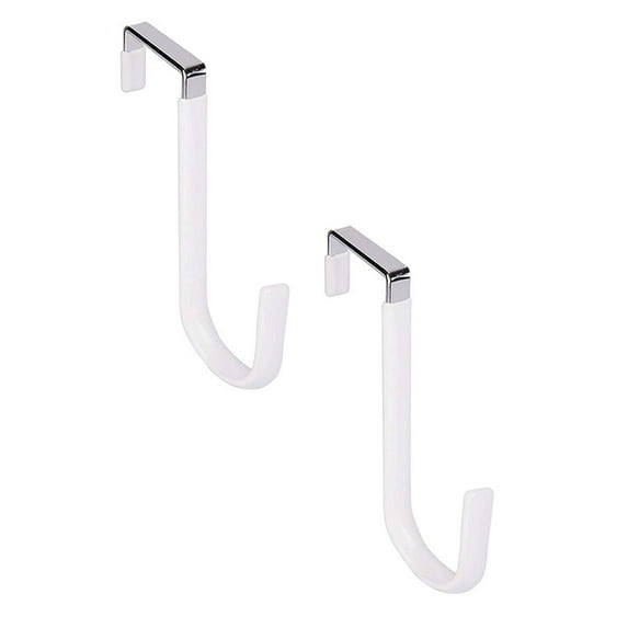 2 pcs!! DreamyJuly Over the Door Hooks Hangers Hooks with Rubber Scratches Heavy Duty Organizer For Living Room Bathroom Bedroom Kitchen Hanging Clothes Towels Hats Coats Bags White, White