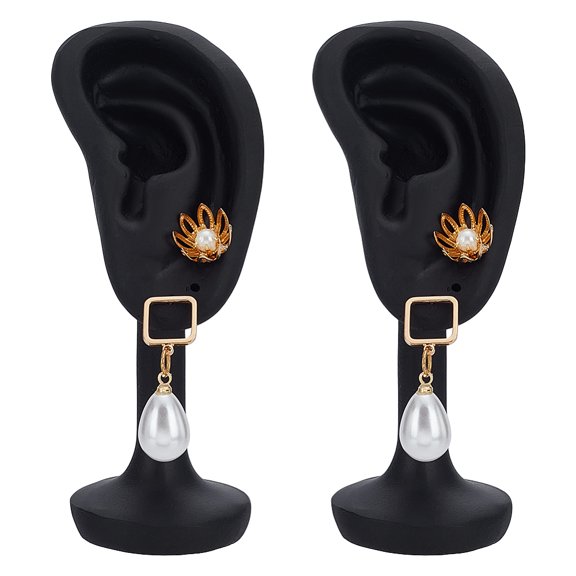 2 pcs Ear Model Earring Display Rack Resin Ear Jewelry Display Stand Black Imitation Ears Display Stand Ear Shape Earrings Storage Rack DIY