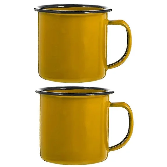 2 pcs. Enamel Mugs Camping Mugs Enamel Coffee Tea Mug Drinking Glass for Office Travel kk