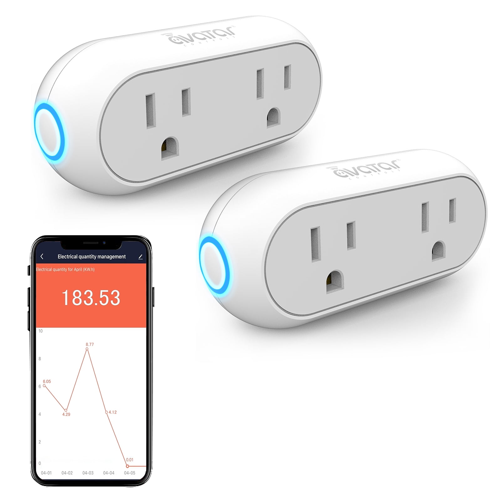 Dual White Alloy Steel Smart WiFi Plug with Timer