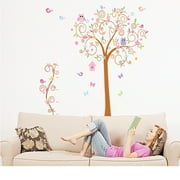 2 pcs Fantastical Little Trees And Owls Cartoon Wall Decal DIY PVC Transparent Film for Kindergarten Living Room Children's Room TV Sofa Background Wall Art Decors Window Dressing Living Room