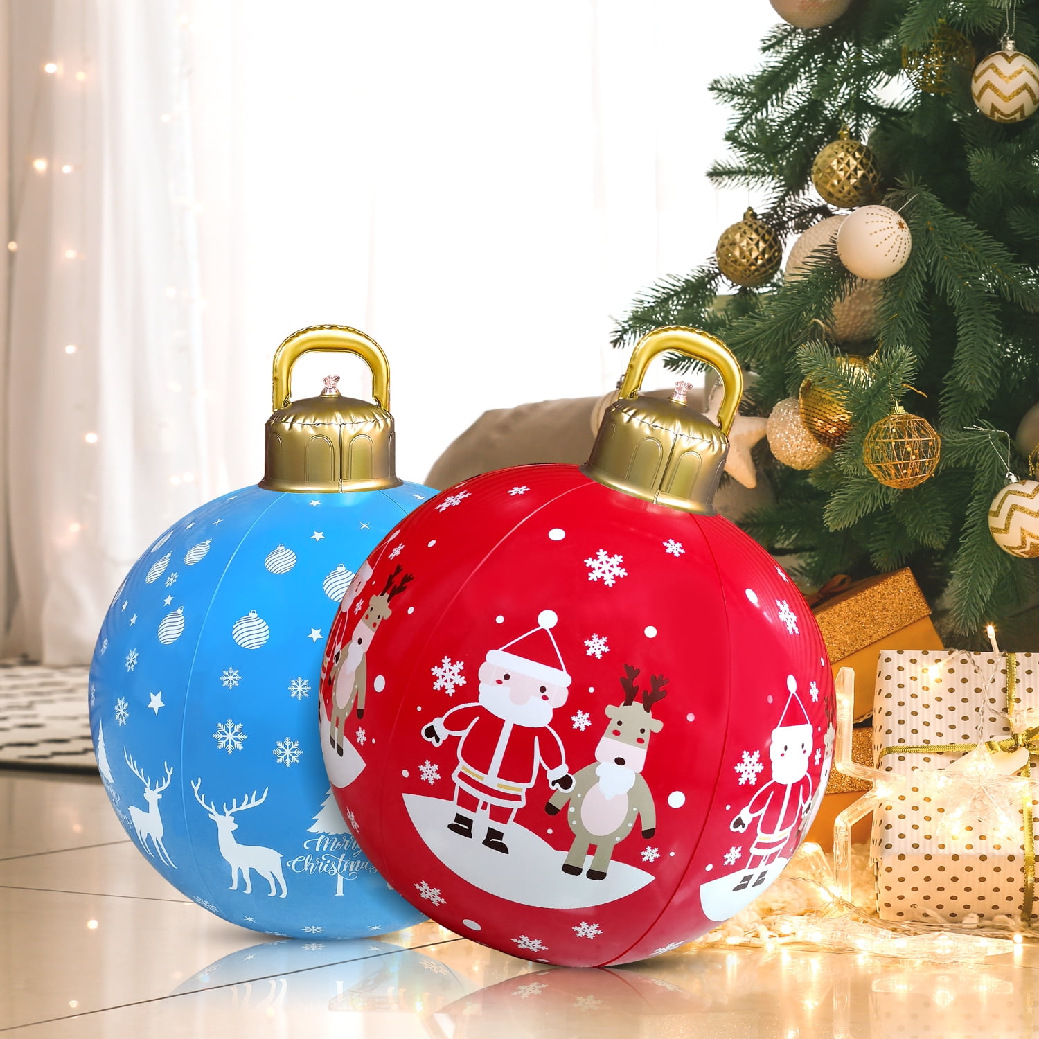 2 pcs Giant Christmas Inflatable Decorated Ball,PVC Christmas Blow Up