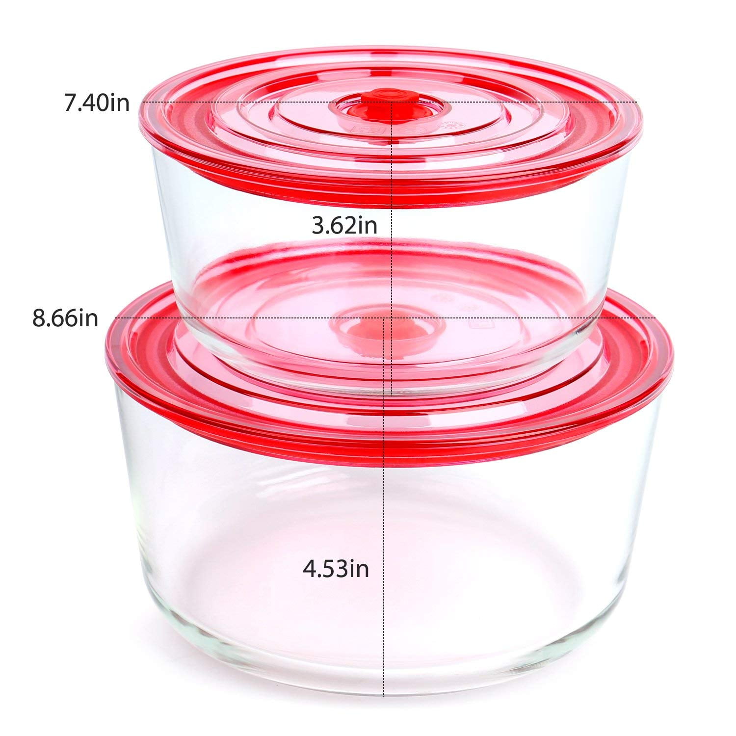 Snap Lid Square Glass Container Set, 2-Piece