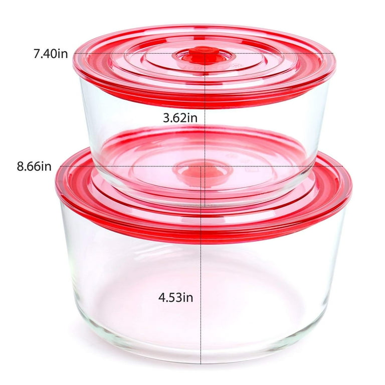 2 pcs Glass Food Storage Container Set with Locking Lids Large for  Microwave, Freezer and Dishwasher, 2 size (12 cup & 7 cup) 