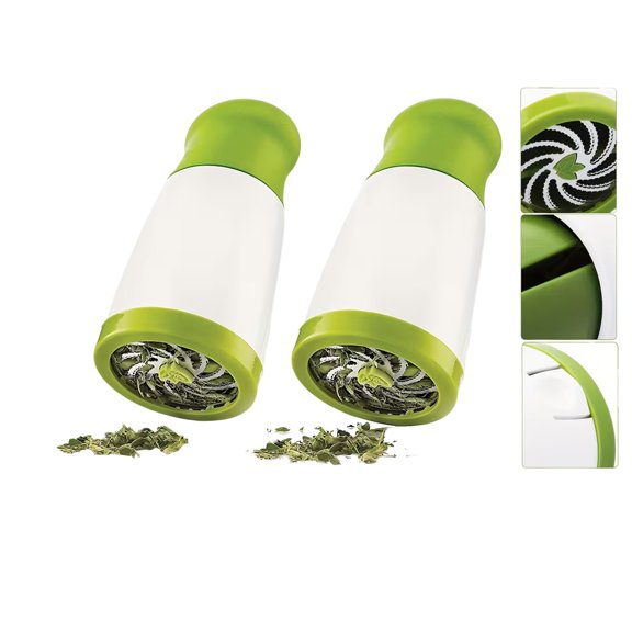 2 pcs Herb Mill Chopper Cutter Mince Stainless Steel Blades Safely New ( Color: White & Green)