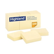 2PC Highland Self-Stick Notes, 1.38" x 1.88", Yellow, 100 Sheets/Pad, 12 Pads/Pack 6539YW