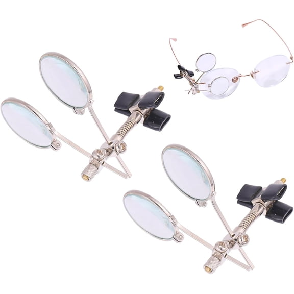 2 pcs Jeweller's Eye Loupe Steampunk Lens Clip on Retro Handheld Magnifying Glass for Reading Senior Low Vision Map Inspection Handcraft Hobby Clear 0.39x 2.36x 2.56inch