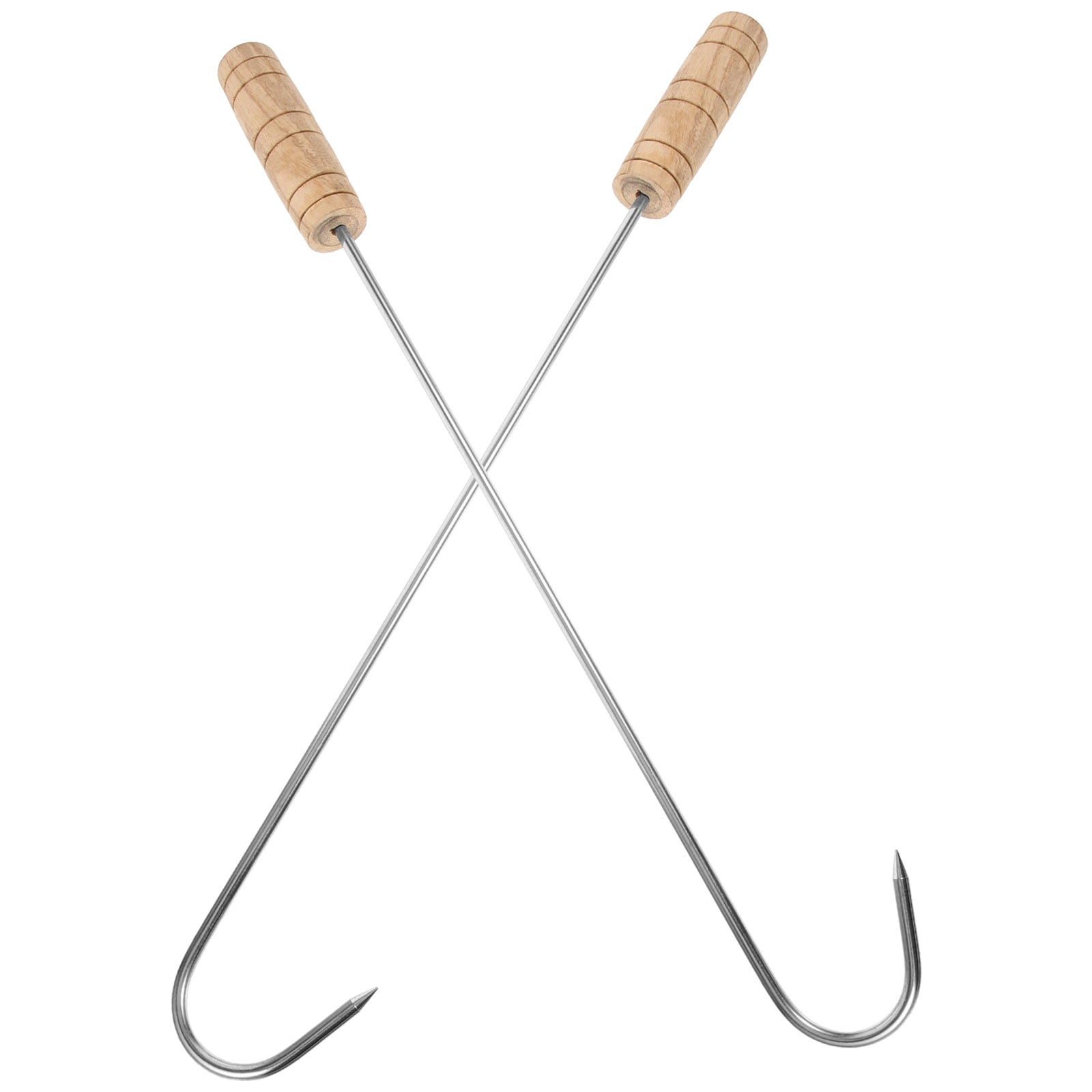 2 pcs Metal Boot Hooks Wooden Handle Boot Puller Stainless Steel Boot