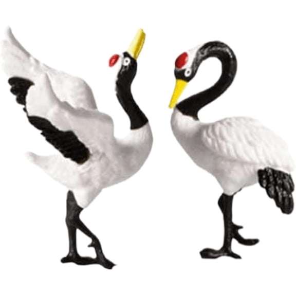 2 pcs Miniature Red-Crowned Crane Figurines - Feathered Fake Birds Statue for Fairy Garden, Bonsai Plant Pots, Micro Landscape DIY Crafts, Home Decor, Gift for Nature Lovers