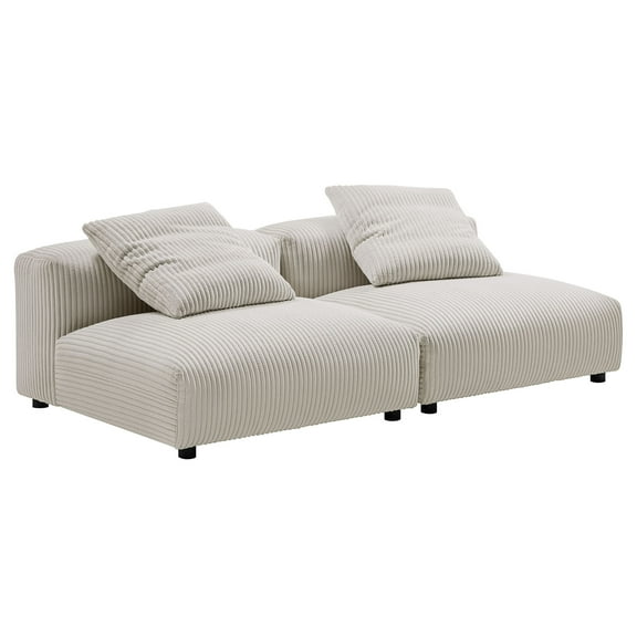 2 pcs Modular Sofa, Brown, Fabric, Living Room Lounge Cafe Lobby Hospitality Restaurant, Modern Contemporary, HB37452