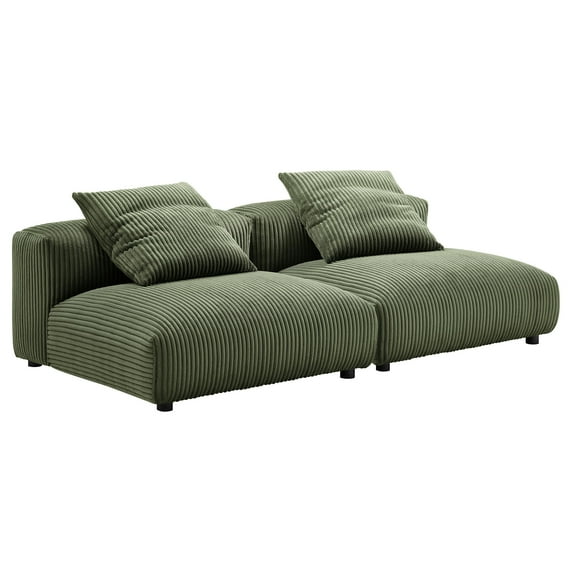 2 pcs Modular Sofa, Green, Fabric, Living Room Lounge Cafe Lobby Hospitality Restaurant, Modern Contemporary, HB37453