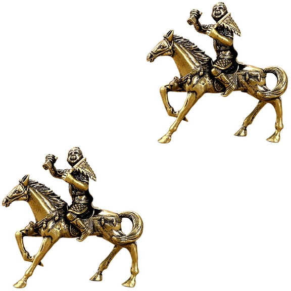 2 pcs Monkey Riding Horse Statue Feng Shui Statue Brass Desktop Adornment