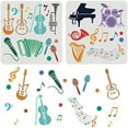 thumbnail image 1 of 2 pcs Musical Instruments Stencil 11.8x11.8inch Reusable Music Drawing Stencil Rock Band Stencil Orchestra Instruments Stencil for Painting on Wood Floor Furniture Wall and Paper DIY, 1 of 9