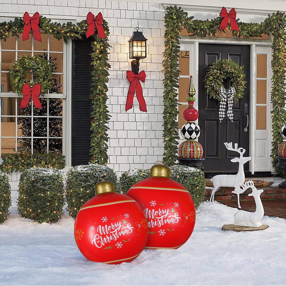 2 pcs Outdoor Christmas Inflatable Decorated Ball Giant Christmas