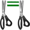 thumbnail image 1 of 2 pcs Pinking Shears Scissors for Fabric, lyfLux 2 Models Fabric Scissors, Zig Zag Scissors, for Crafting, Paper Cutting, Fabric, Leather Materials (3 mm Triangular And Rounded Teeth), 1 of 9