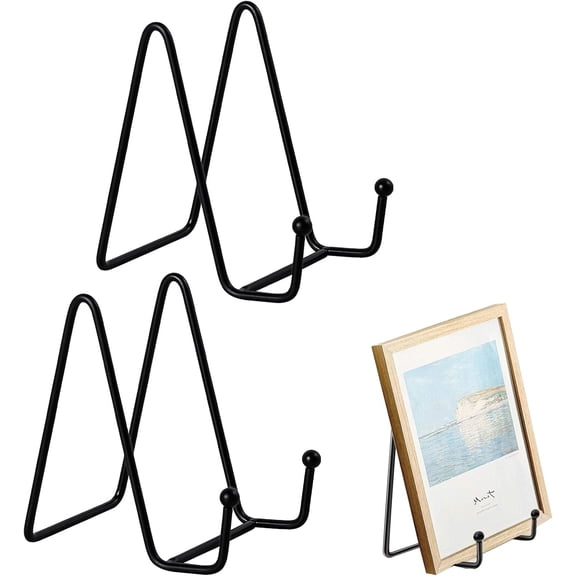 2 pcs Plate Stands for Display,Plate Holder Easel Display Stand,Metal Plate Stands for Display Tabletop Picture Stand,Black Iron Easels for Photo,Pictures,Decorative Plate Dish and Tableto