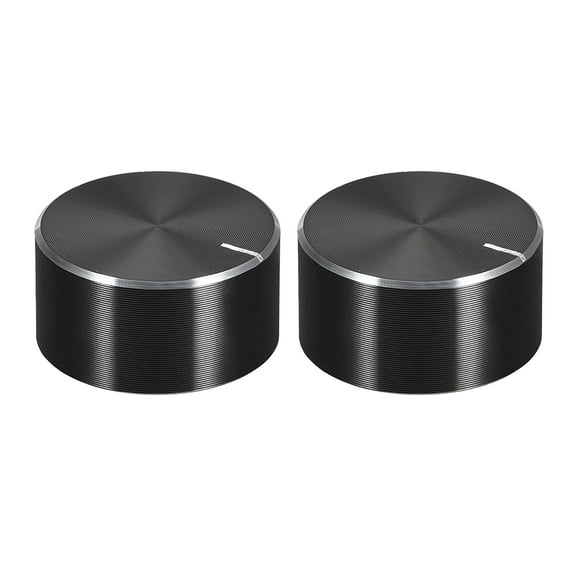 2 pcs Potentiometer Knob Knurled Shaft Black Aluminum Smooth Surface Rotary Knob 25mmx13mm Volume Control Knob