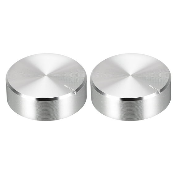 2 pcs Potentiometer Knob Knurled Shaft Silver Tone Aluminum Smooth Surface Rotary Knob 30mmx10mm Volume Control Knob