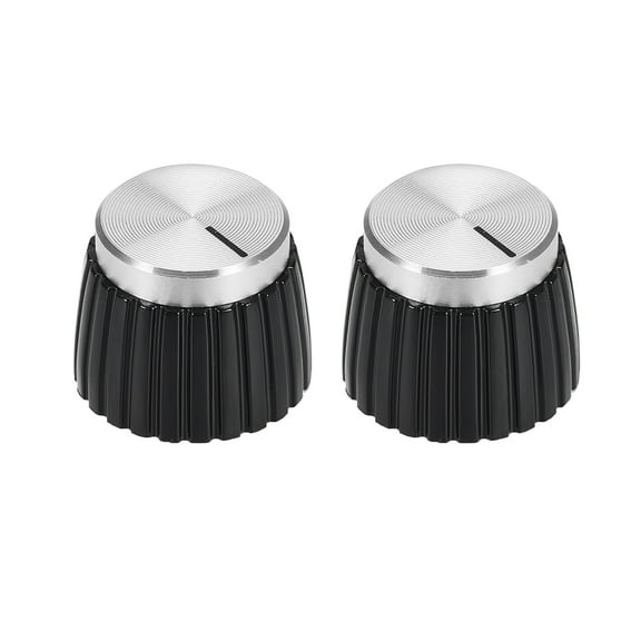 2 pcs Potentiometer Knob  Style Amplifier Replacement Knob Black with Silver Tone Cap Volume Control Knob