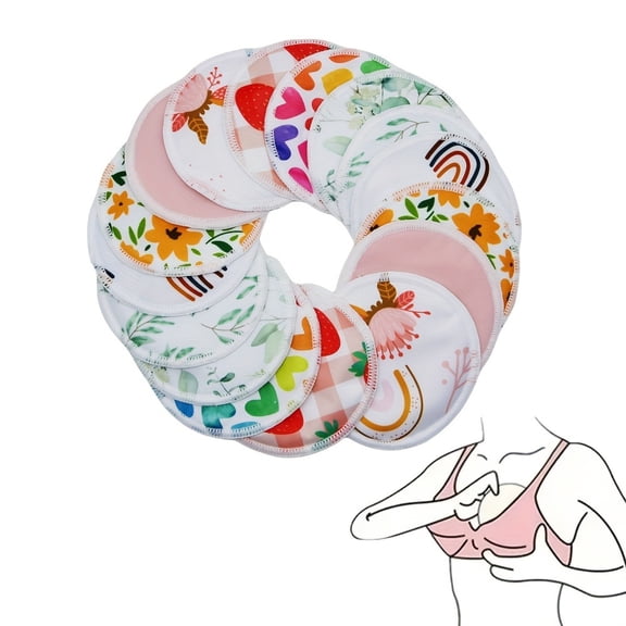 2 pcs Printed Washable Breast Nursing Pads Reusable Absorbent Leak Proof Breast Pads