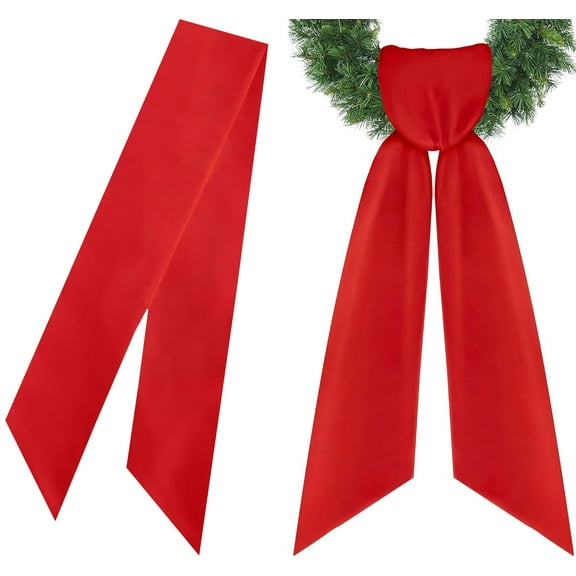 2 pcs Red Wreath Sash for Front Door,TGY 56"x3.7" Blank Ribbon for DIY Embroidery Monogram,Christmas Ribbon Bow for Xmas Party Yard, Wedding, Indoor Outdoor Décor