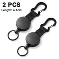 thumbnail image 1 of 2 pcs Retractable Key Chain Black Elastic Pull Buckle Retractable Key with Steel Wire Rope, 1 of 8