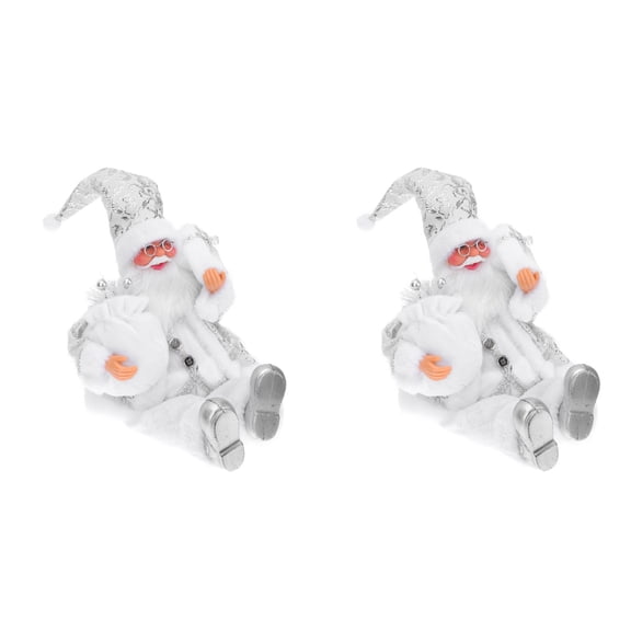 Set of 2 Santa Claus Resin Figurines Christmas Decorations for Living Room Table Holiday Home Decor Ideas