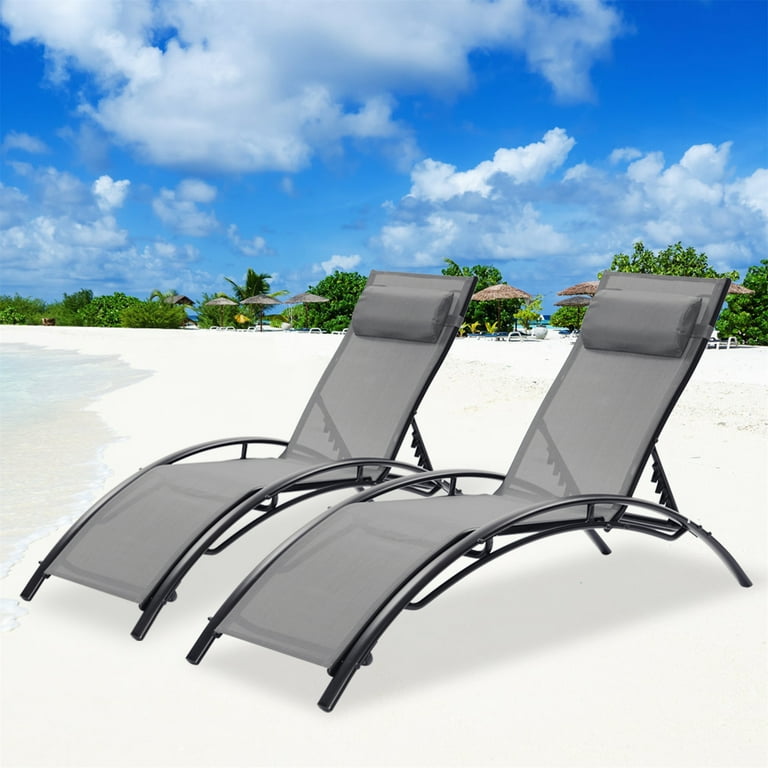 2 pcs Set Patio Chaise Lounge Chair Outdoor Lounge Chair Recliner