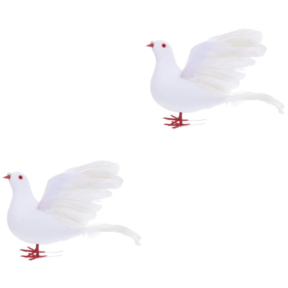 2 pcs Simulation Dove Decor Foam Craft Fake White Pigeon Adornment Photography Prop