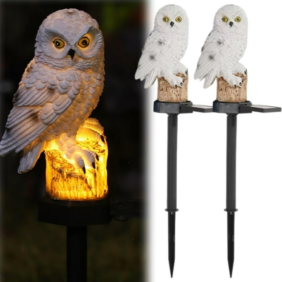 2 pcs-Solar Owl Lights  Waterproof Resin Garden Decor with Stake, LED Pathway Lights for Yard, Patio, Lawn & Bird Deterrent, Gifts for Women & Owl Lovers