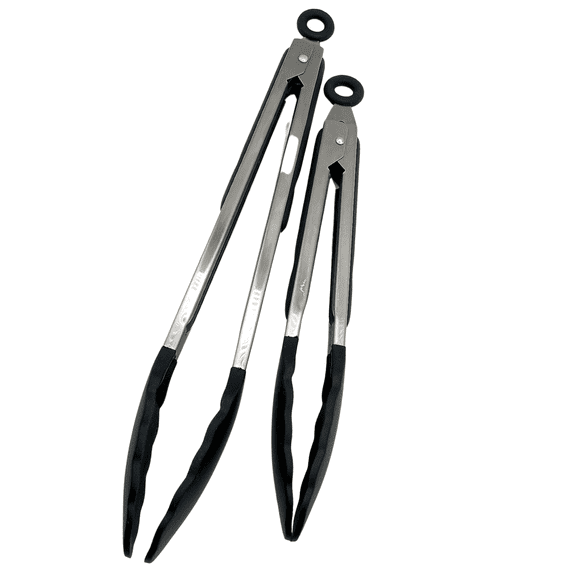 2-pcs Stainless Steel Cooking Tongs with Silicone Tips