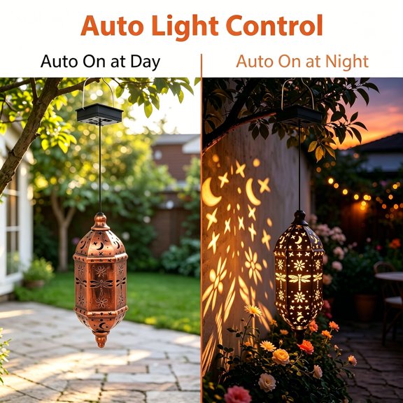 2 pcs Star Moon Solar Lanterns Outdoor Waterproof IP54,