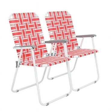 2 pcs Steel Tube Folding Beach Chair Bearing 120kg Red