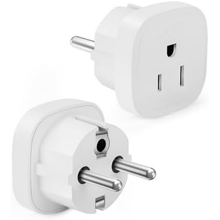 2 pcs, Type E/F, White European Plug Adapter, US to Europe Plug Adapter, Adapter for Europe Plug, US to EU Plug Adapter, Travel Adapter Europe, Plug Adapter Europe$$Tools & Hardware Other