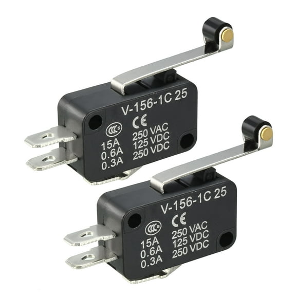 2 pcs V-156-1C25 Black SPDT NO NC Hinge Roller Lever Micro Limit Switches