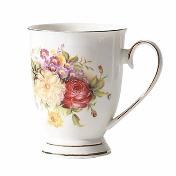 2 pcs Vintage Floral Ceramic Mug with Saucer, Elegant High-End Tea Cup, Retro Coffee Mug for Home Afternoon Tea