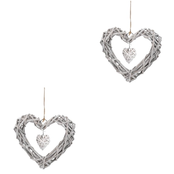 LITINKIMI Heart Shaped Pendant Picture Holder White 2Pcs 11.8x11.8in