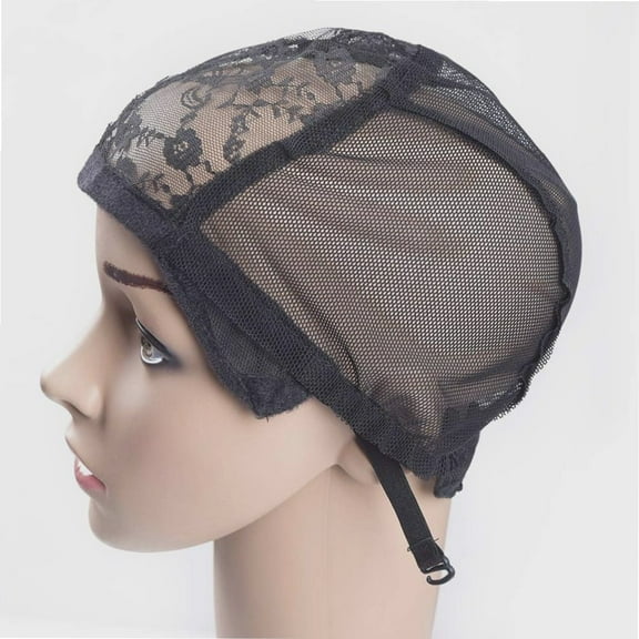 2 pcs Wig Caps with Adjustable Strap for Making Wigs Black Lace Net for Wigs Average Size make Your Own Wig (Lace Wig Caps)