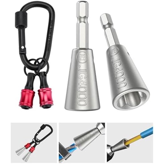 2 pcs Wire Twister Tool for Drill with Bit Holder Keychain 1/4 in Fast Cable Wire Twisting Connector Kit for 9 to14 AWG 3 to 7 Ways Effortless Wire Nut Twister for Electrical Impact Power