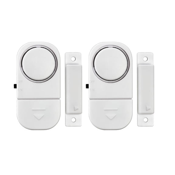2 pcs Wireless Burglar Security Alarm System Home Window and Door Entry Defense Magnetic Sensor Battery Operated for Home Garage Balcony Pool Sliding Doors Cabinets & More