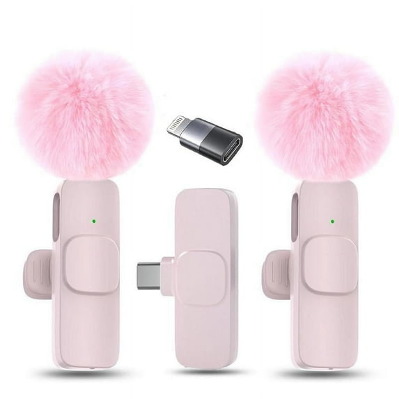 2 pcs Wireless Lavalier Microphones for iPhone, Android, iPad - Mini Wireless Clip-on Microphones Crystal Clear Sound Quality for Recording, Live Streaming,Vlog