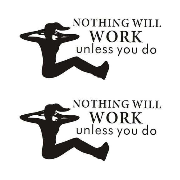 2 pcs Workout Wallpaper Exercise Wall Sticker Wall Ornamental Sticker Indoor Sports Wallpaper Gym Sticker (Black)